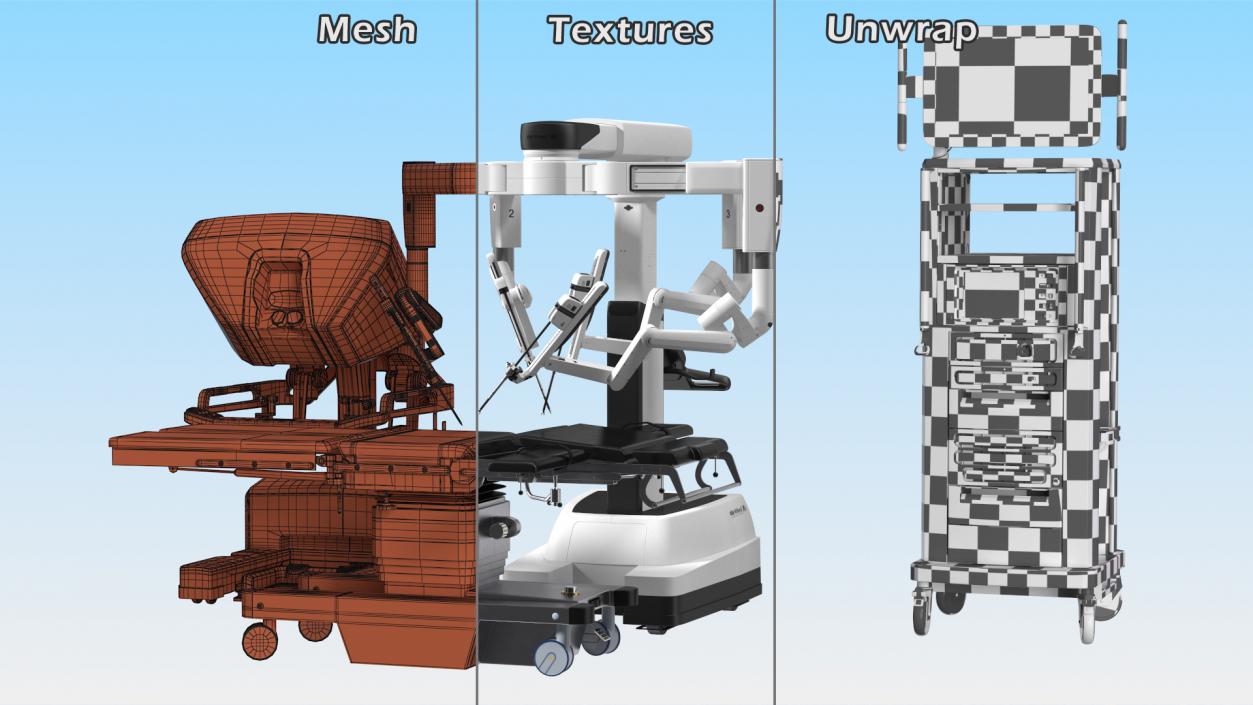 3D Full Da Vinci Surgical System with Operating Table(1) model