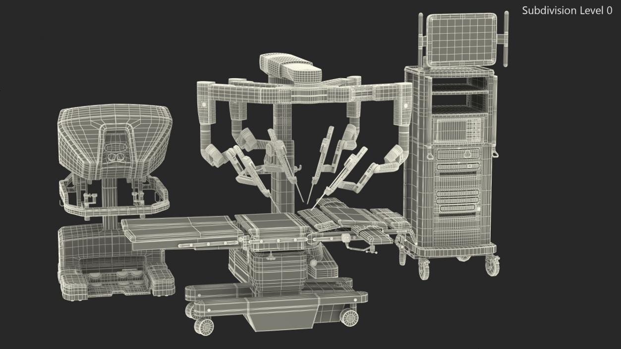 3D Full Da Vinci Surgical System with Operating Table(1) model