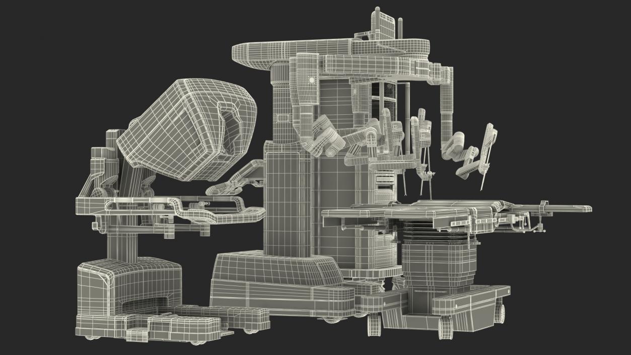 3D Full Da Vinci Surgical System with Operating Table(1) model