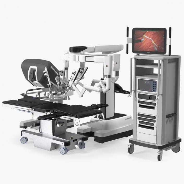 3D Full Da Vinci Surgical System with Operating Table(1) model