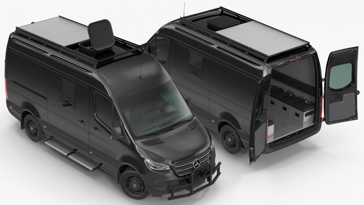 Mercedes Bulletproof Armored Van Rigged 3D model