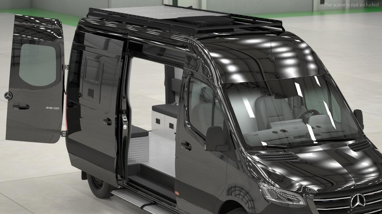 Mercedes Bulletproof Armored Van Rigged 3D model