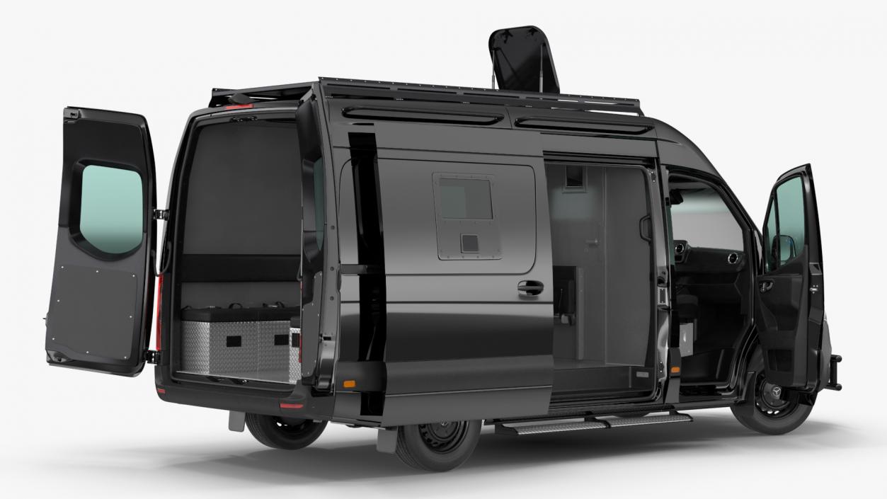 Mercedes Bulletproof Armored Van Rigged 3D model