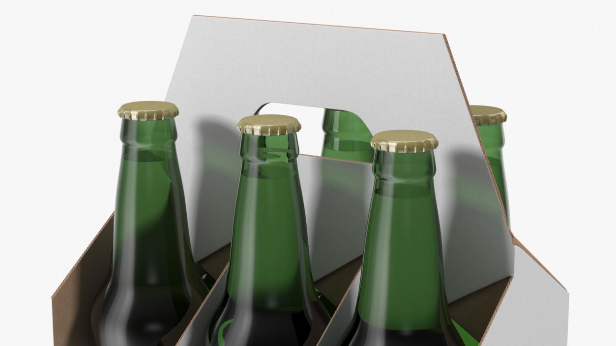 Cardboard Carrier Box with Beer Bottles 3D model