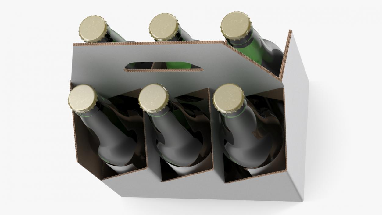 Cardboard Carrier Box with Beer Bottles 3D model