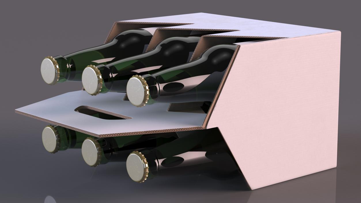 Cardboard Carrier Box with Beer Bottles 3D model