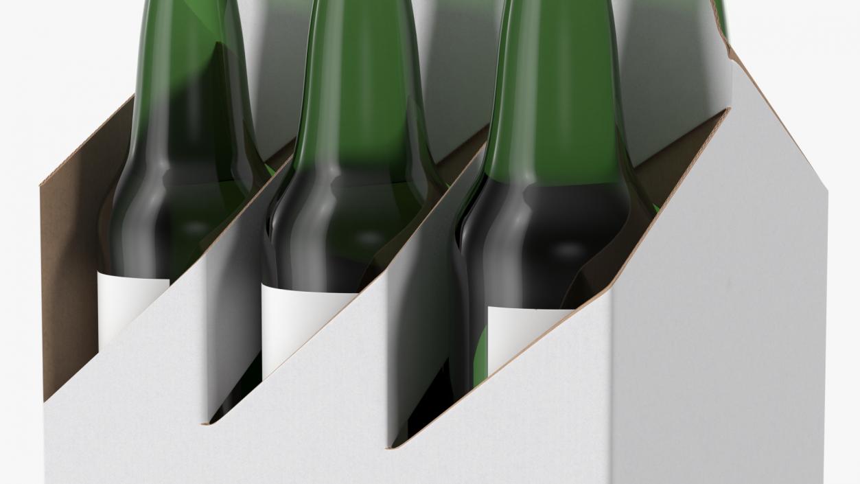 Cardboard Carrier Box with Beer Bottles 3D model