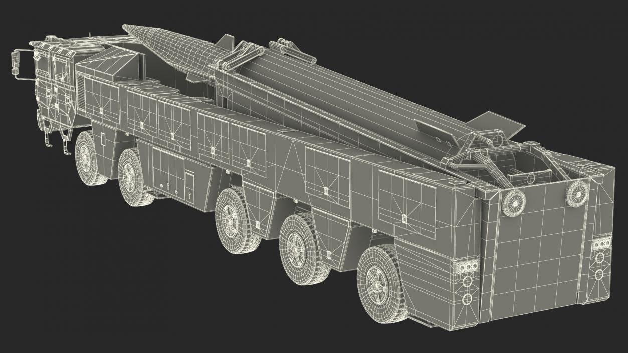 3D DF-17 Missile on Road Mobile Vehicle Rigged model