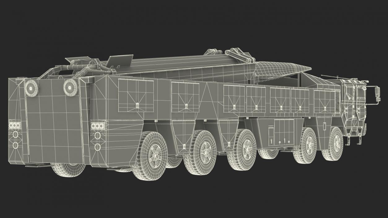 3D DF-17 Missile on Road Mobile Vehicle Rigged model