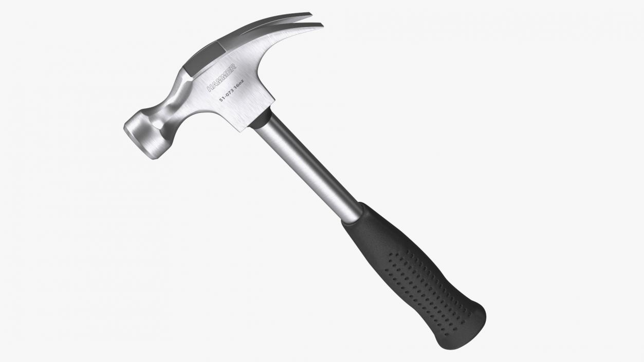 3D Steel Shaft Claw Hammer model