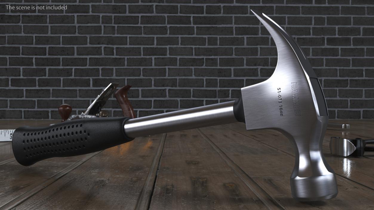 3D Steel Shaft Claw Hammer model