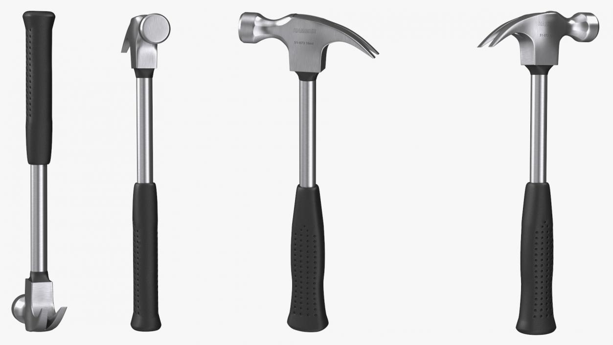 3D Steel Shaft Claw Hammer model