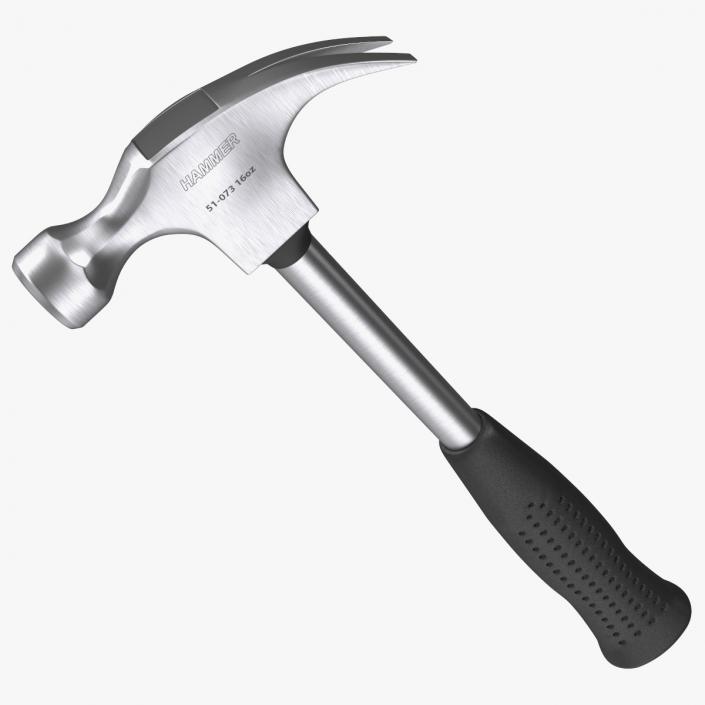 3D Steel Shaft Claw Hammer model