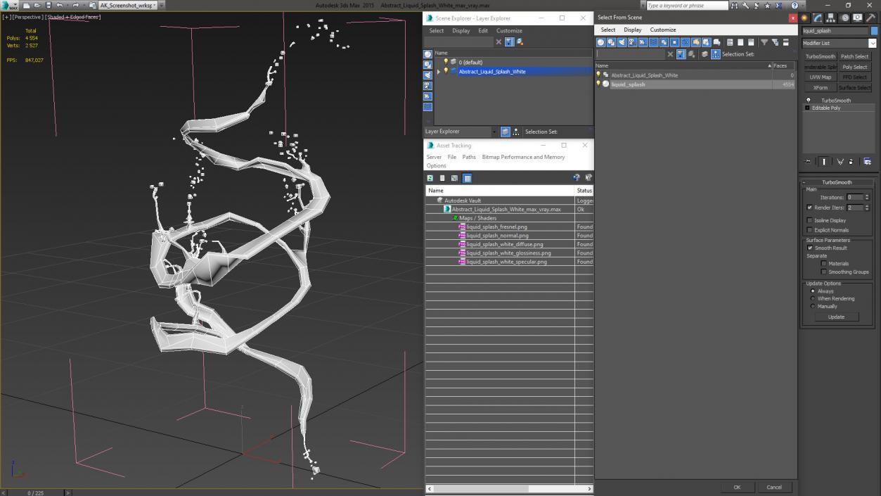 3D Abstract Liquid Splash White model