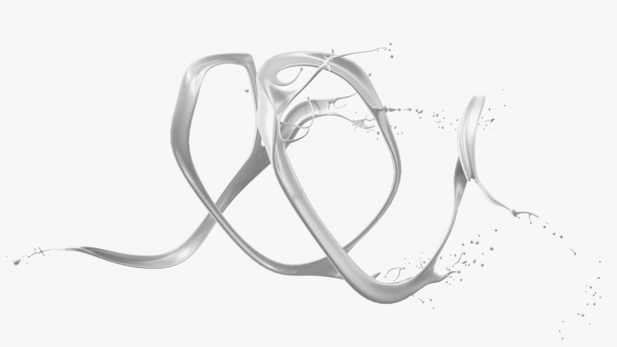 3D Abstract Liquid Splash White model