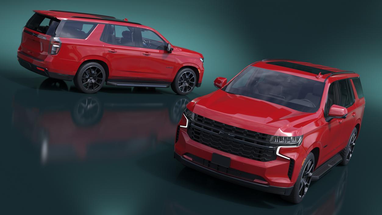 Red SUV Chevrolet Tahoe 2024 Simplified 3D model