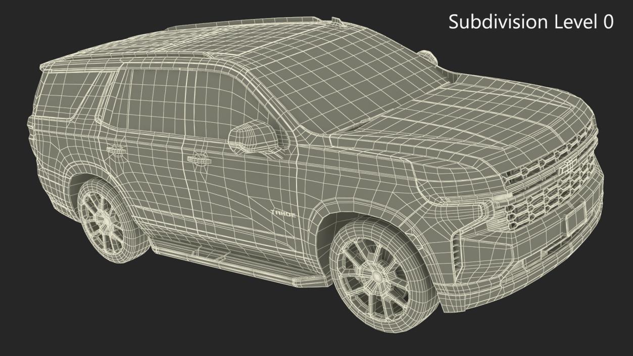 Red SUV Chevrolet Tahoe 2024 Simplified 3D model