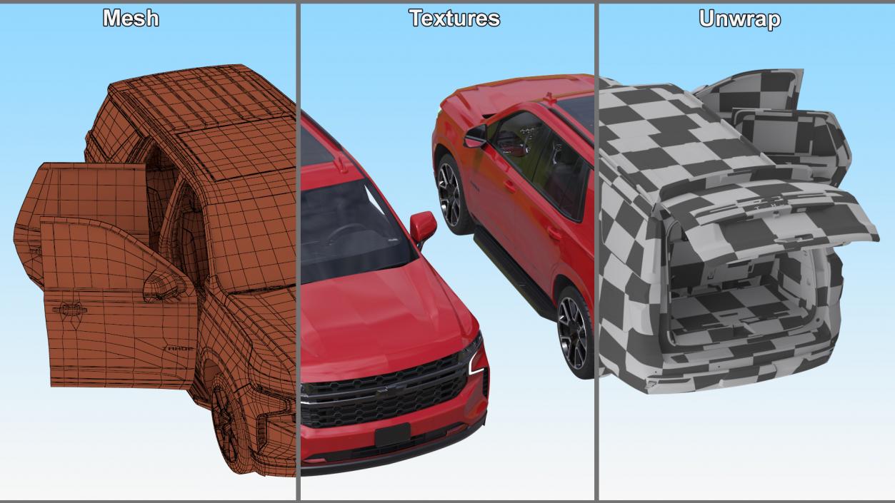 Red SUV Chevrolet Tahoe 2024 Simplified 3D model