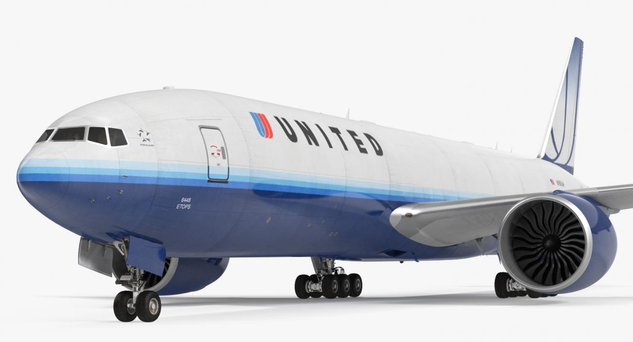 3D Boeing 777 Freighter United Airlines Rigged model