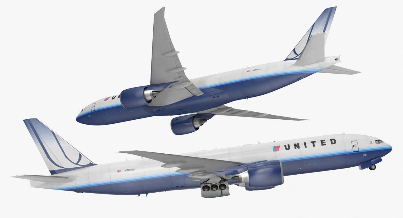 3D Boeing 777 Freighter United Airlines Rigged model