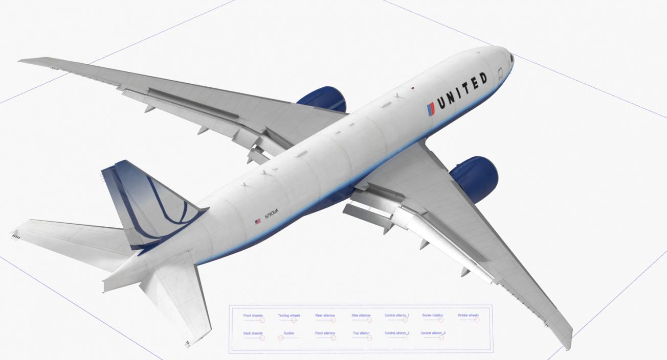 3D Boeing 777 Freighter United Airlines Rigged model