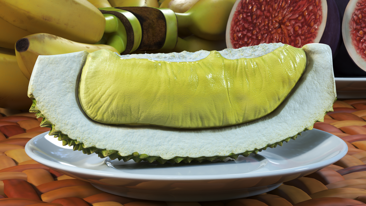 3D model Fresh Riped Durian Fruit Slice