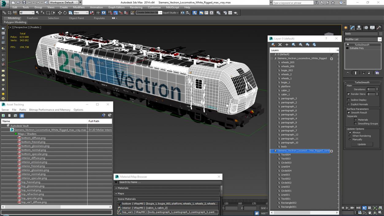 Siemens Vectron Locomotive White Rigged 3D model