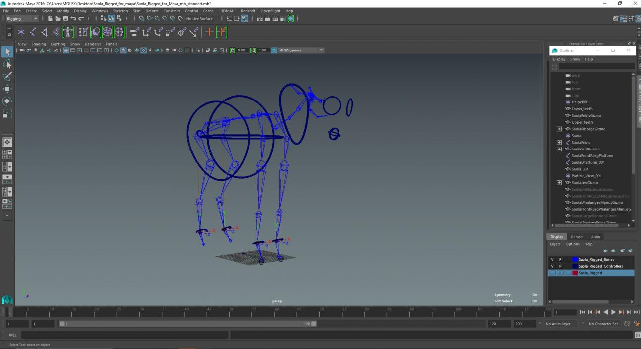 3D Saola Rigged for Maya 3 model