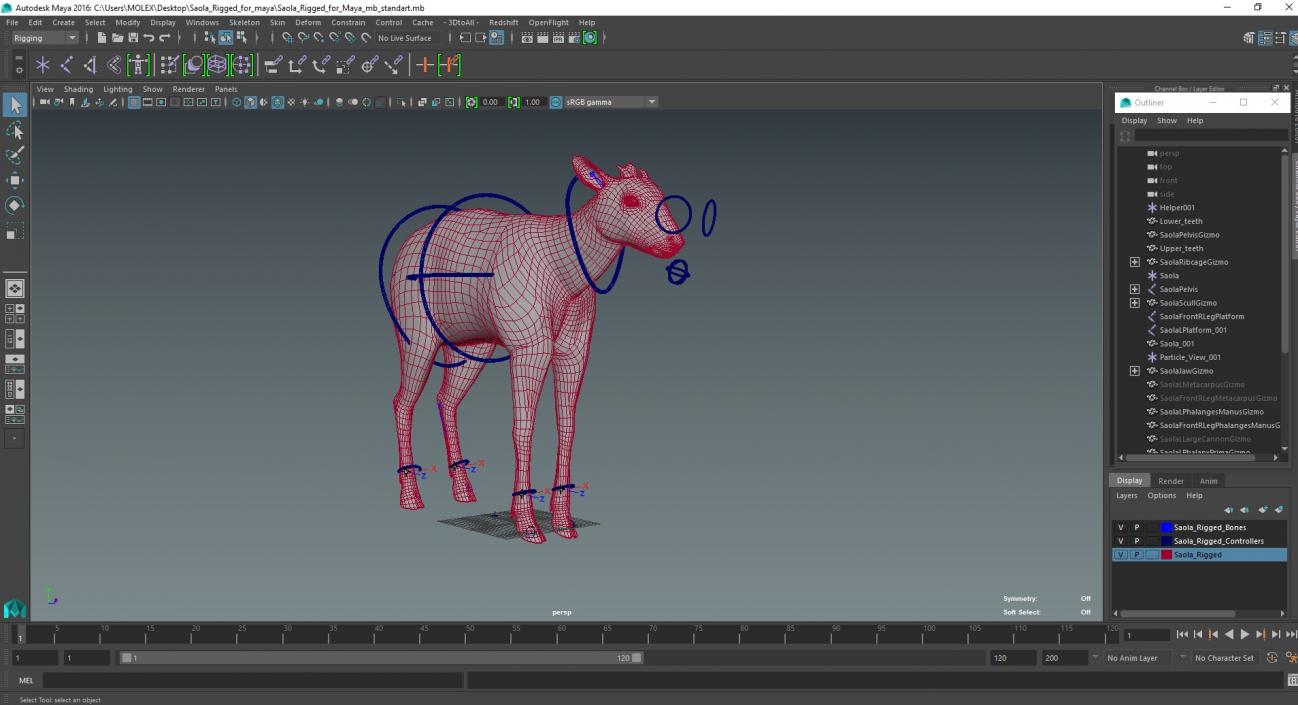 3D Saola Rigged for Maya 3 model