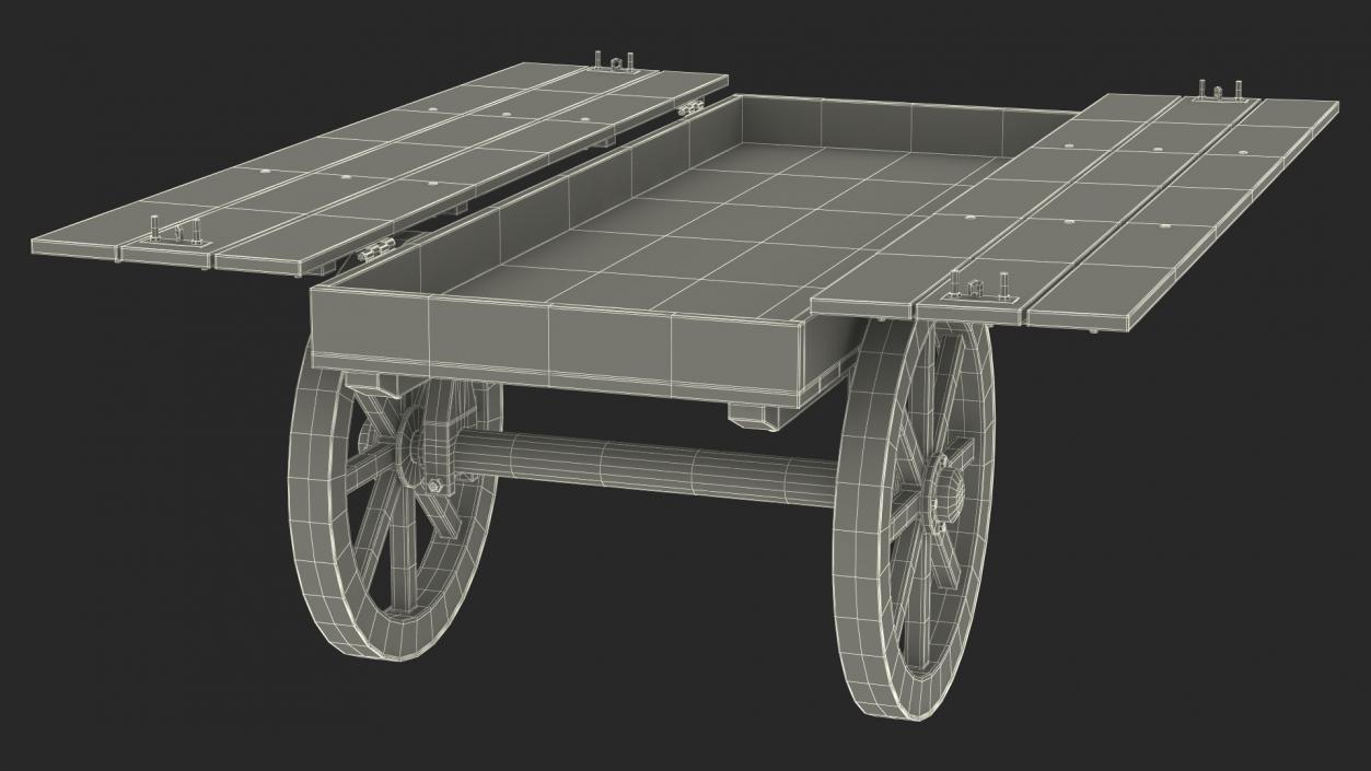 3D Wooden Market Cart Empty 2