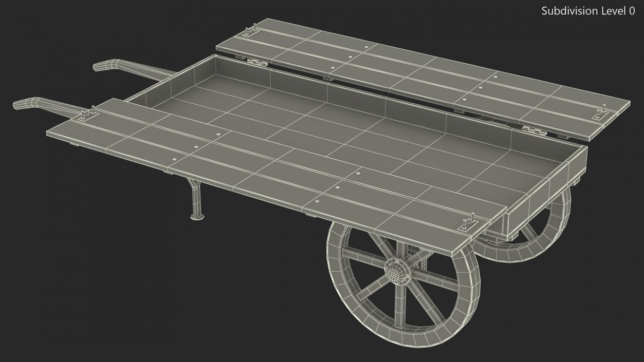 3D Wooden Market Cart Empty 2