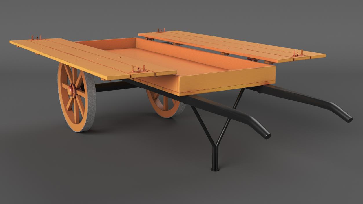 3D Wooden Market Cart Empty 2