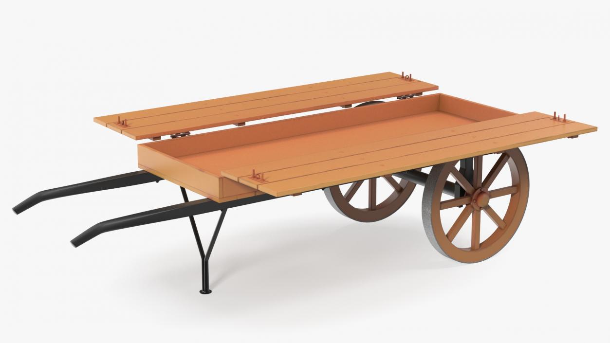 3D Wooden Market Cart Empty 2