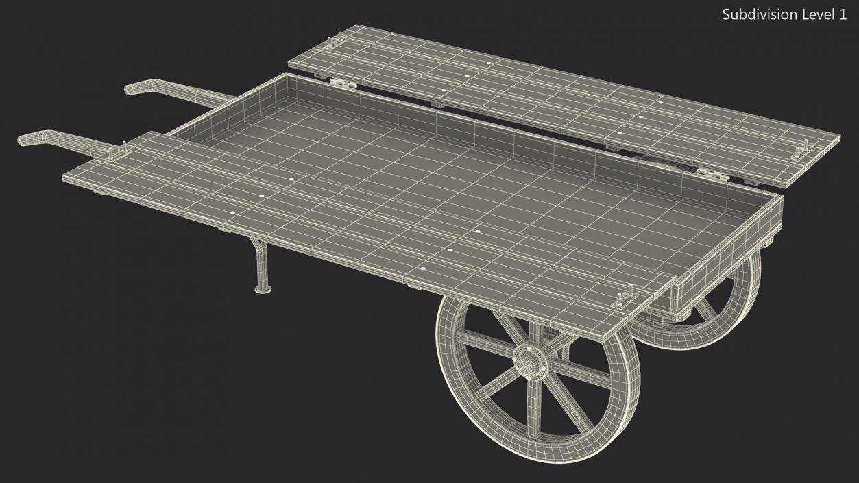 3D Wooden Market Cart Empty 2