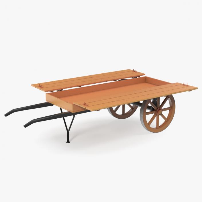 3D Wooden Market Cart Empty 2