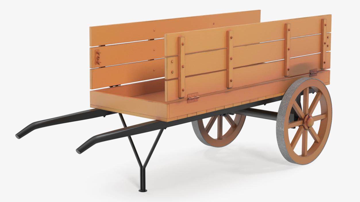 3D Wooden Market Cart Empty 2