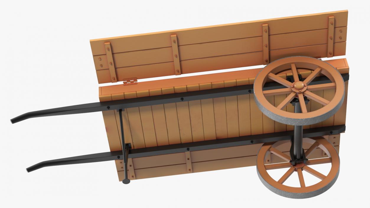 3D Wooden Market Cart Empty 2