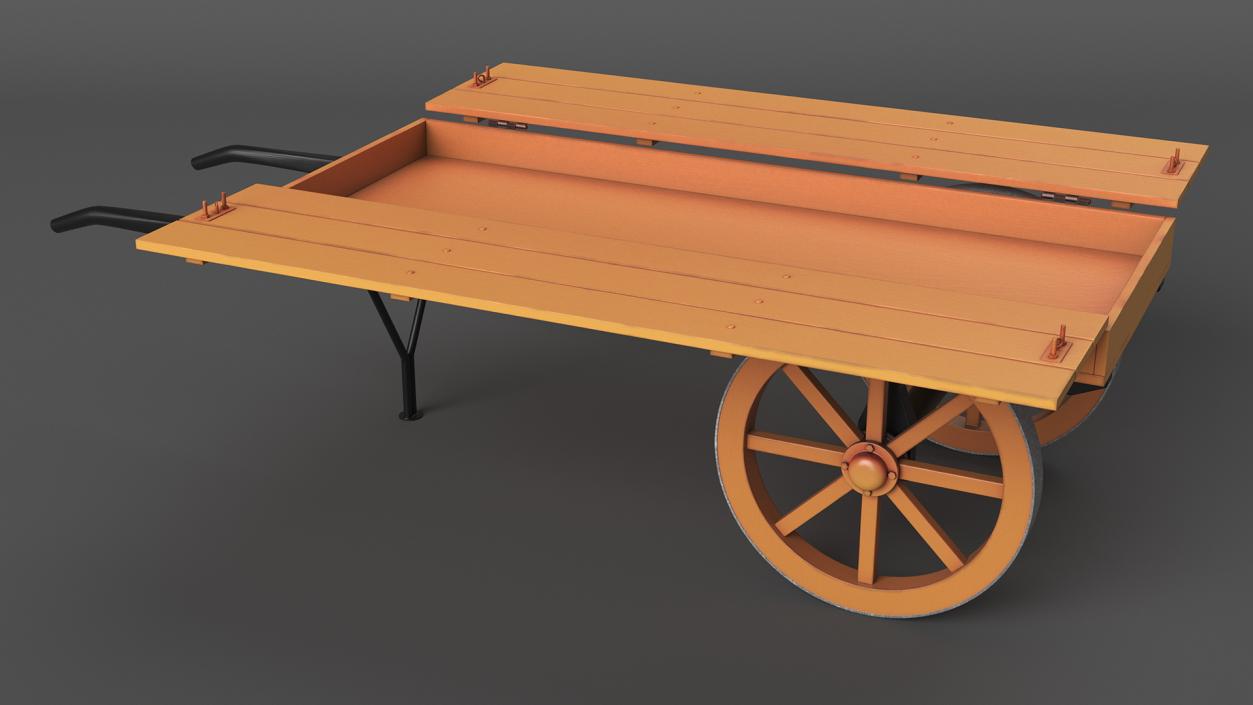 3D Wooden Market Cart Empty 2