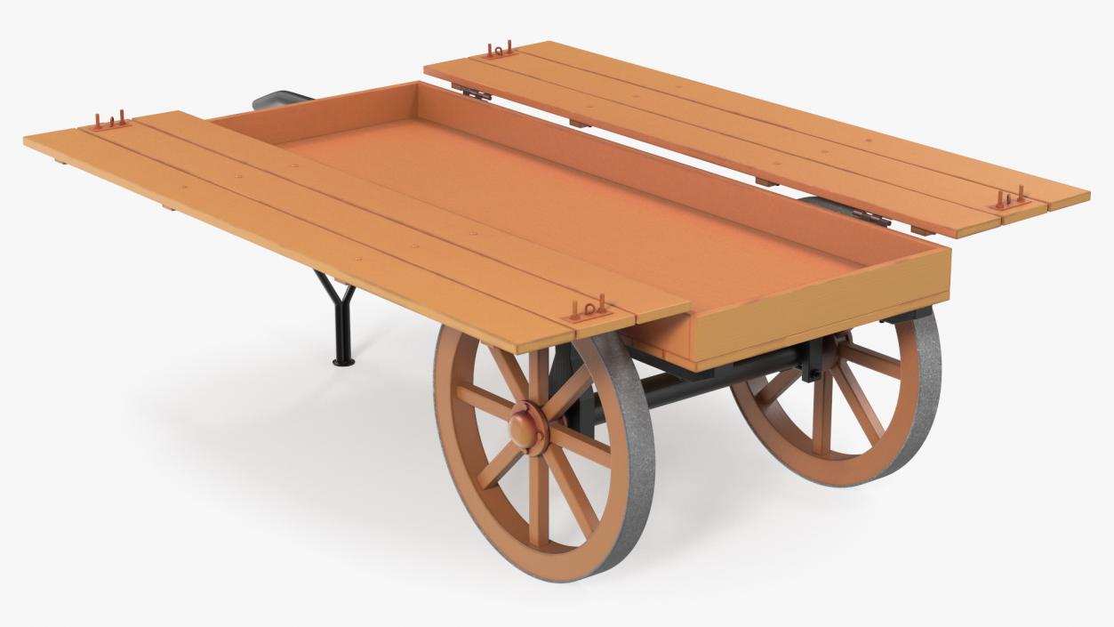 3D Wooden Market Cart Empty 2