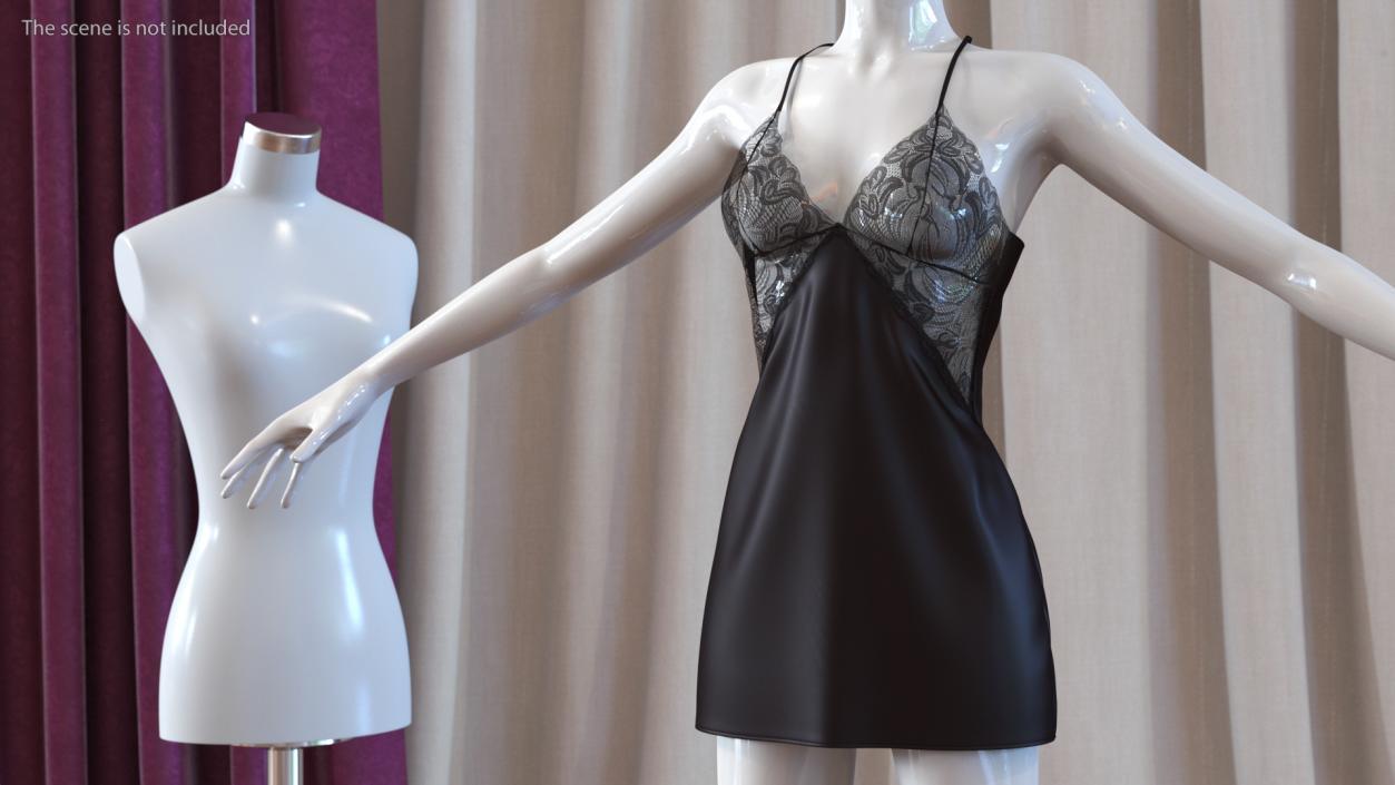 3D model Women Lingerie Nightwear Black