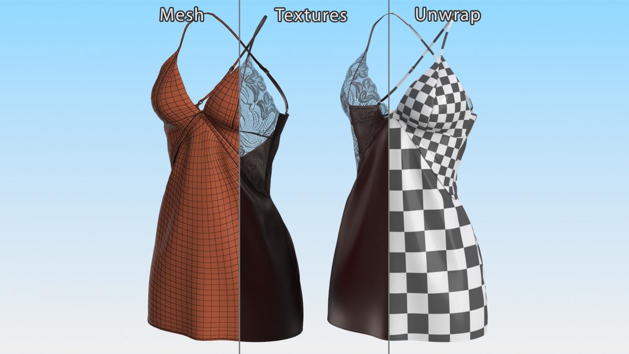 3D model Women Lingerie Nightwear Black