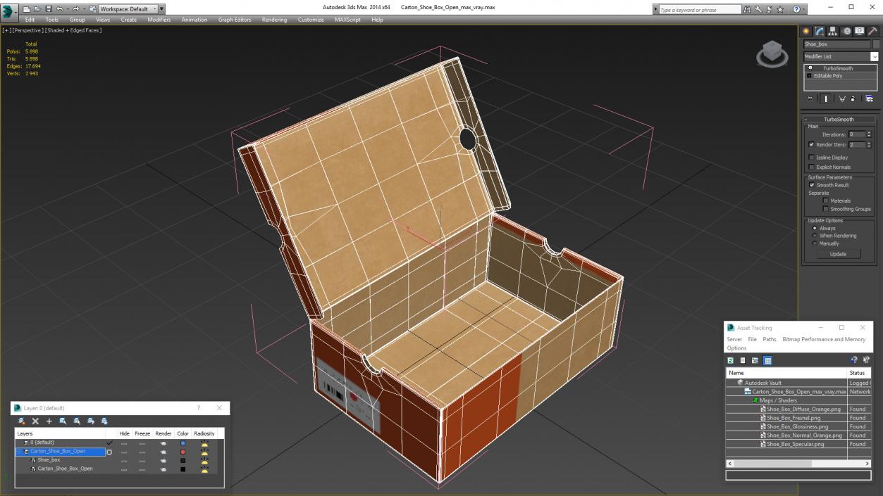 3D model Carton Shoe Box Open