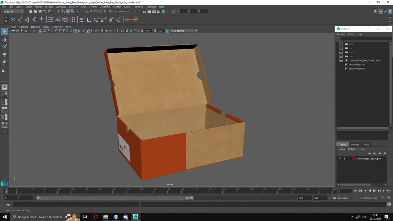 3D model Carton Shoe Box Open