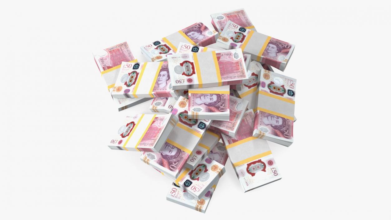 3D Pile of Money 50 Pounds model