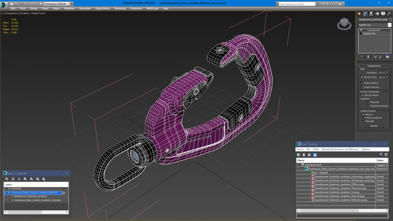 3D Continuous Belay System Carabiner Kanhook