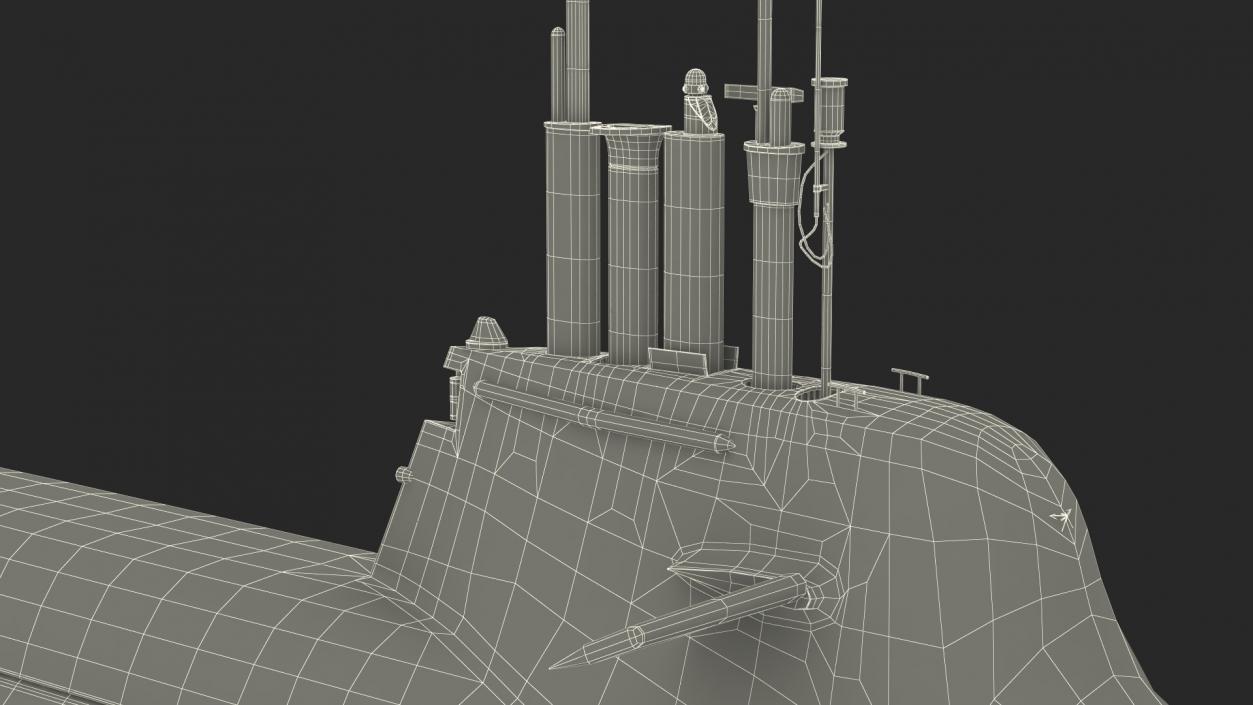 Submarine HDW Class 212A Dry Rigged for Maya 3D model