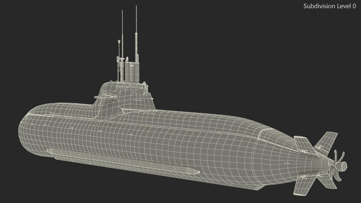 Submarine HDW Class 212A Dry Rigged for Maya 3D model