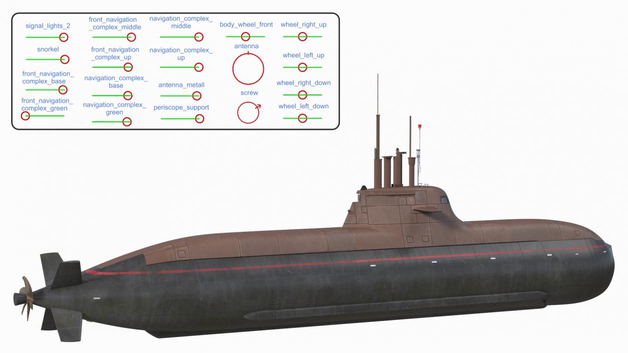 Submarine HDW Class 212A Dry Rigged for Cinema 4D 3D model