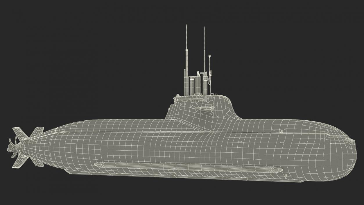 Submarine HDW Class 212A Dry Rigged for Maya 3D model