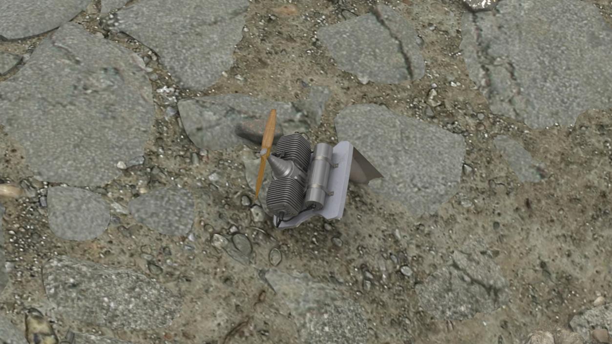 3D Crashed Drone in Cracked Ground